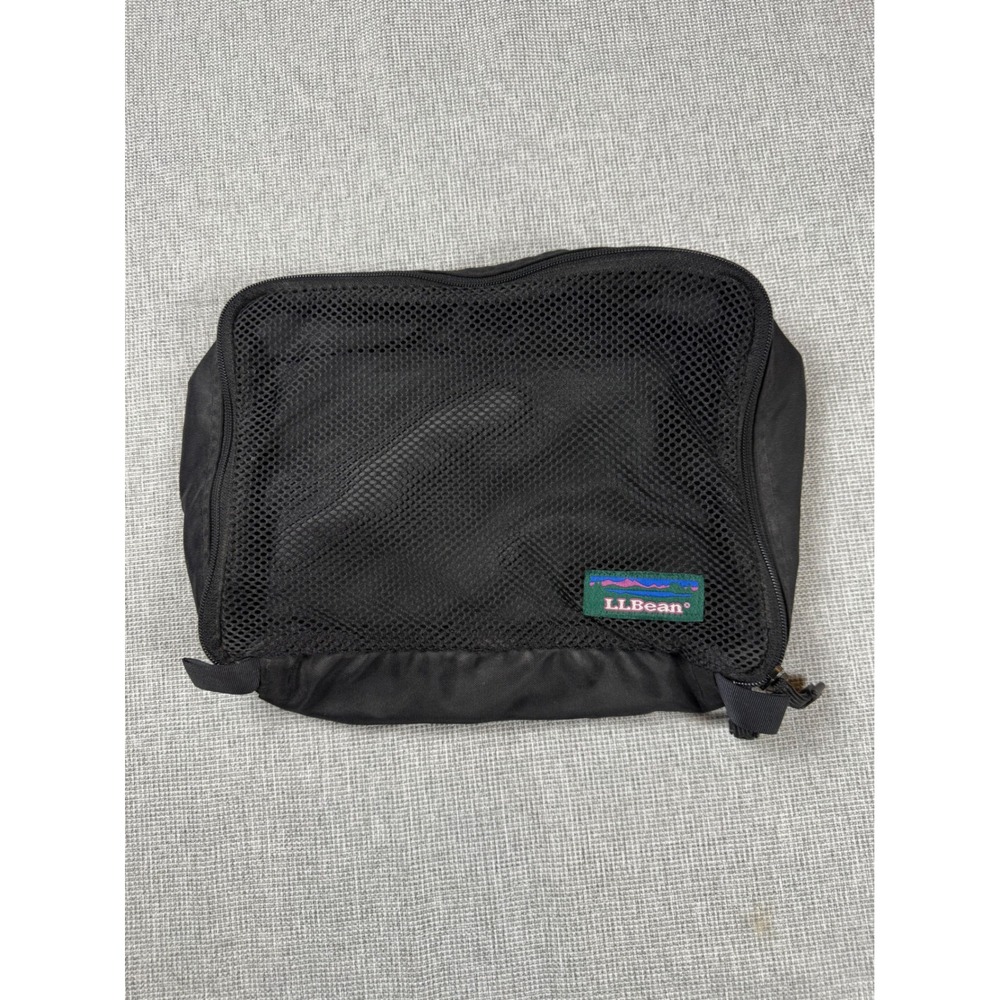 LL Bean Black Nylon Mesh Travel Packing Cube Organizer GK77